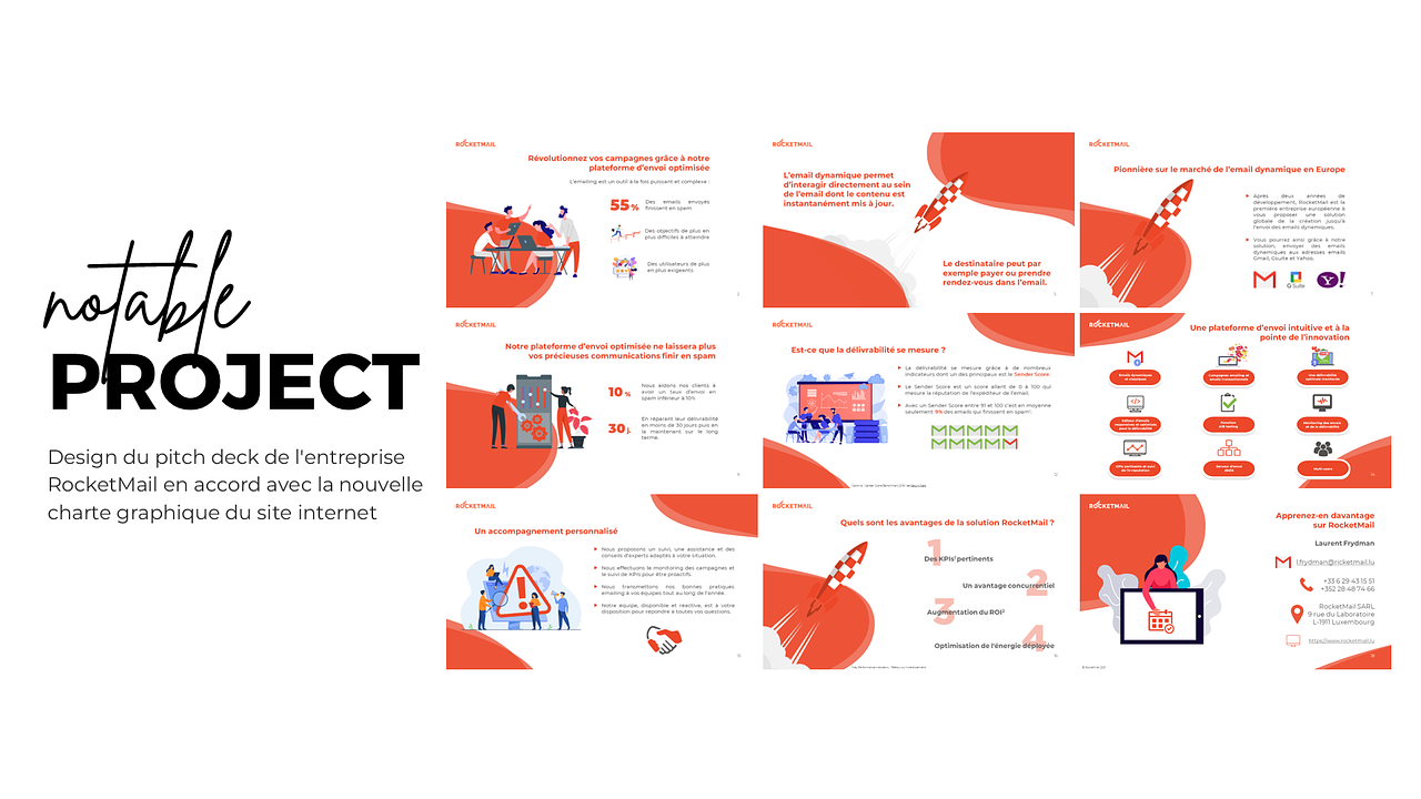 Design du pitch deck de l'entreprise RocketMail