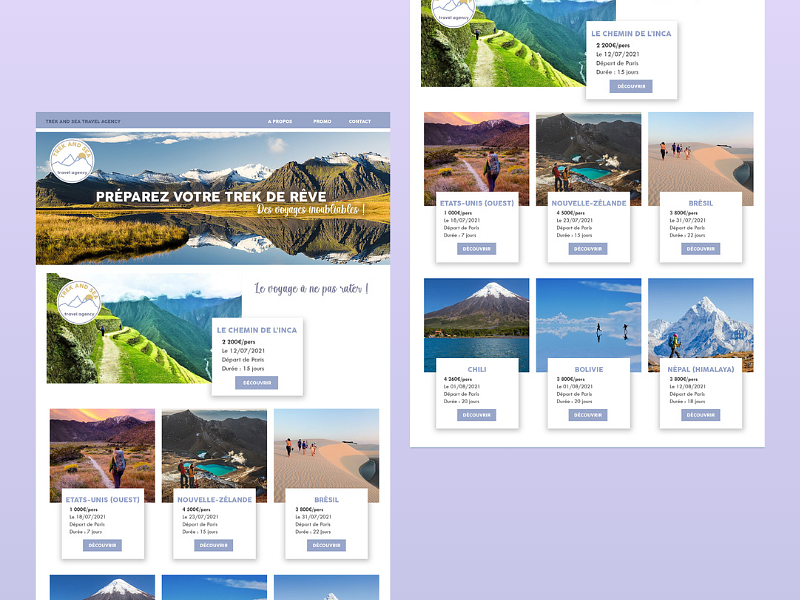 Maquette site agence de voyage