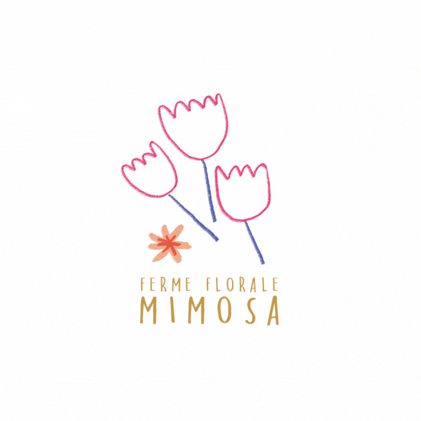 Logo gif pour la ferme florale mimosa
