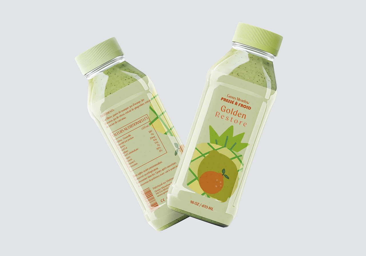Golden Restore – Packaging de Jus Fonctionnel