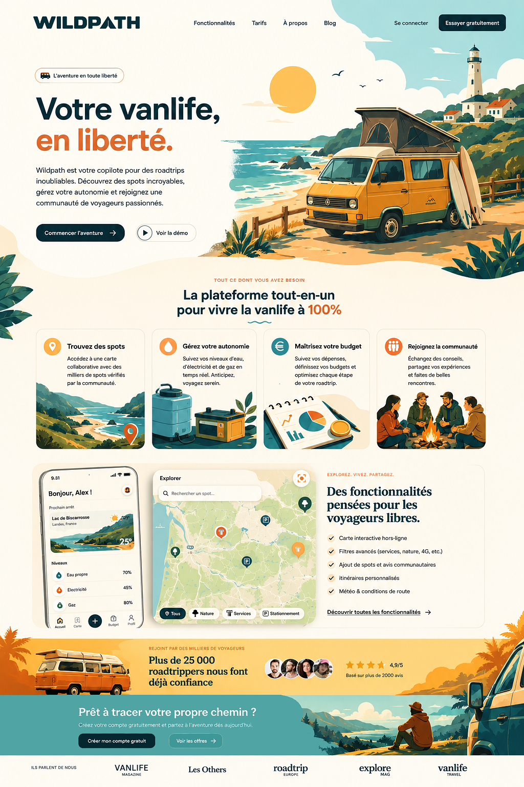 Landing Page pour site vanlife