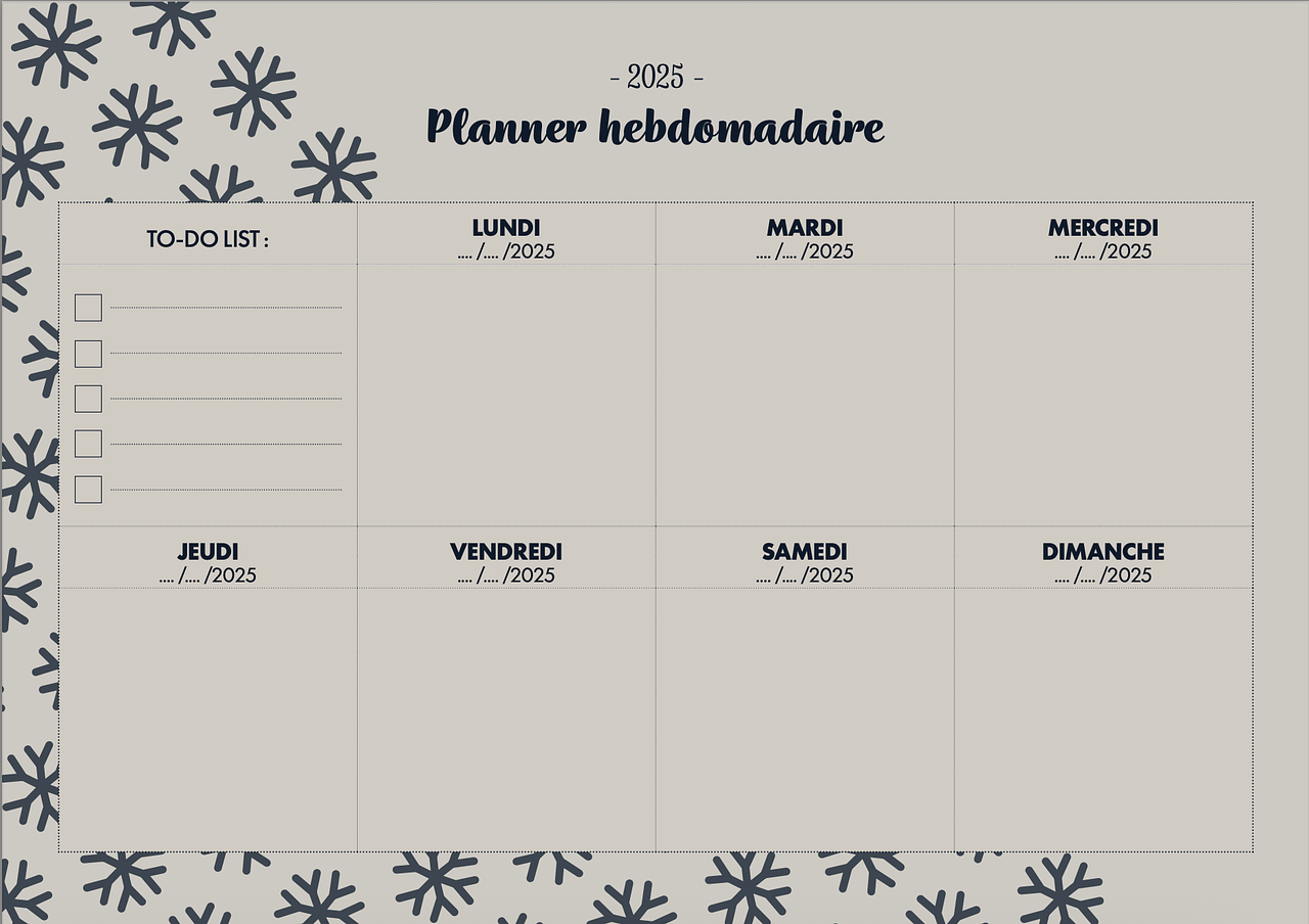 Planner hebdomadaire