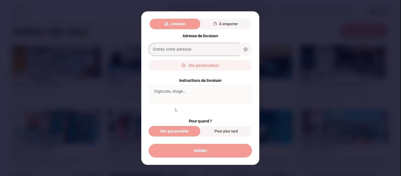 Commande en ligne pour livraison de Sushi