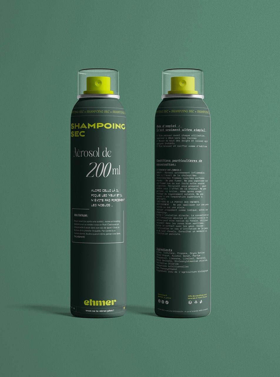 Packaging shampoing sec 