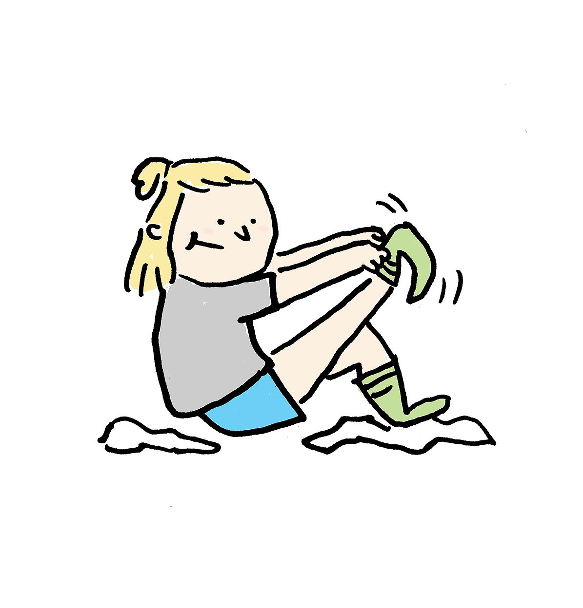 Enfant qui met sa chaussette