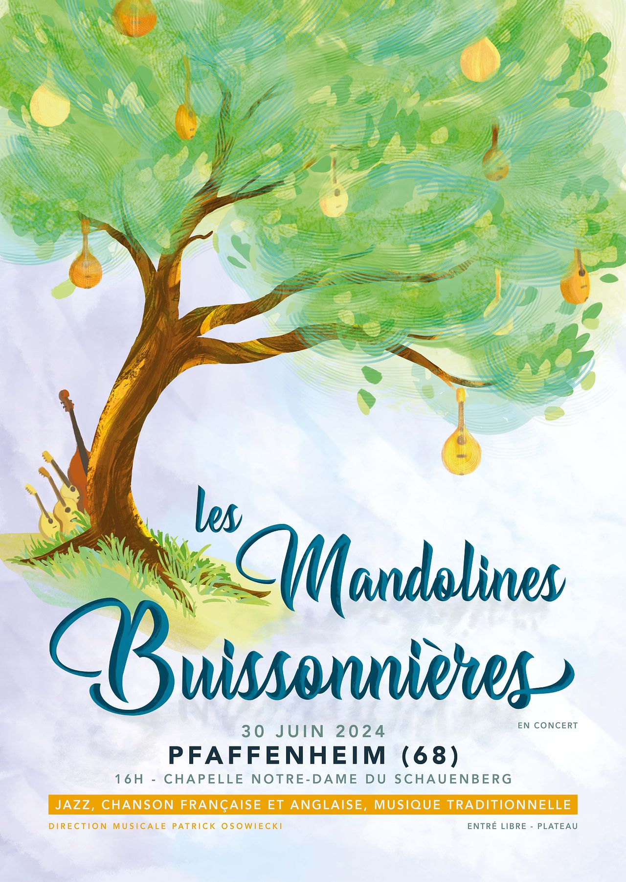 Affiche de concert : les Mandolines Buissonnières