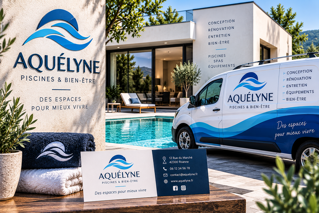 AQUÉLYNE – Identité visuelle Piscines
