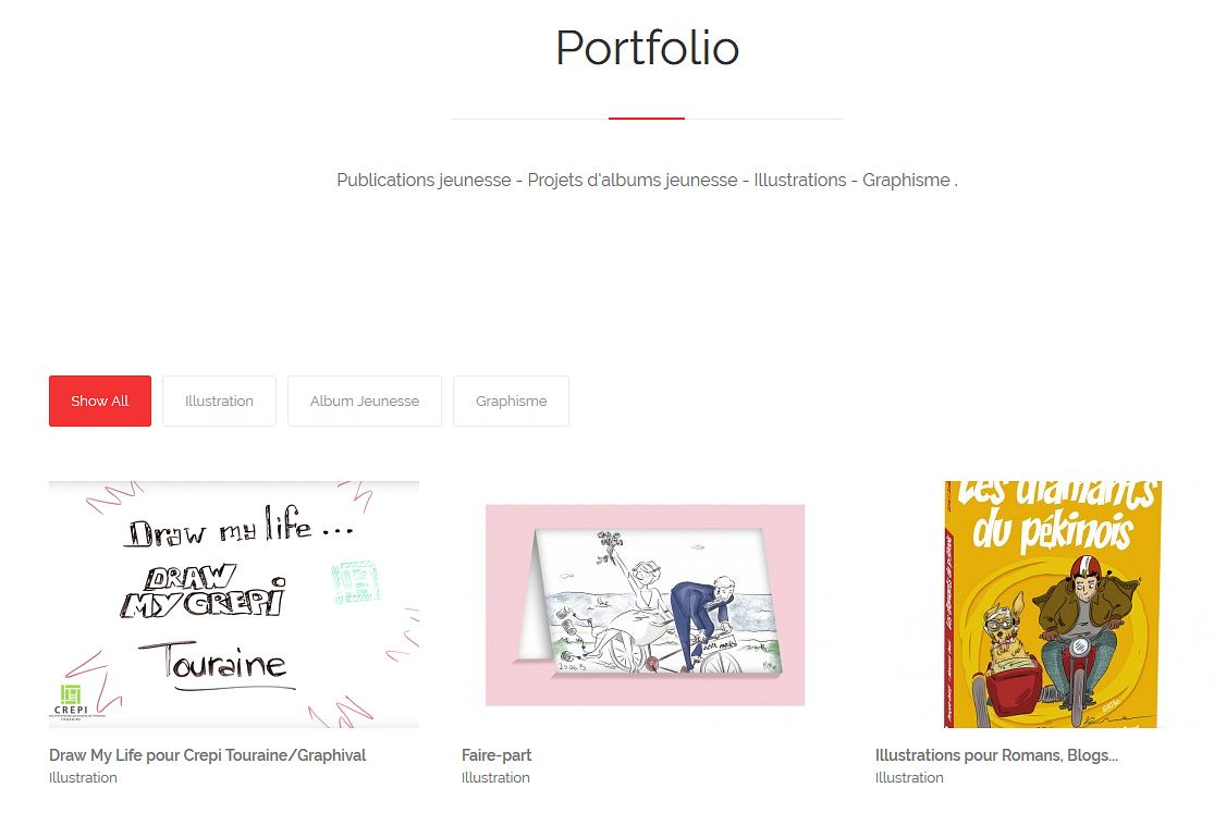 Site avec portfolio pour une illustratrice