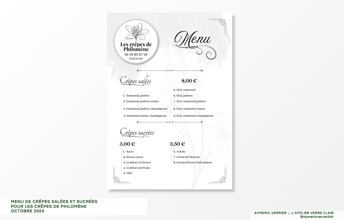 Les Crêpes de Philomène - Menu