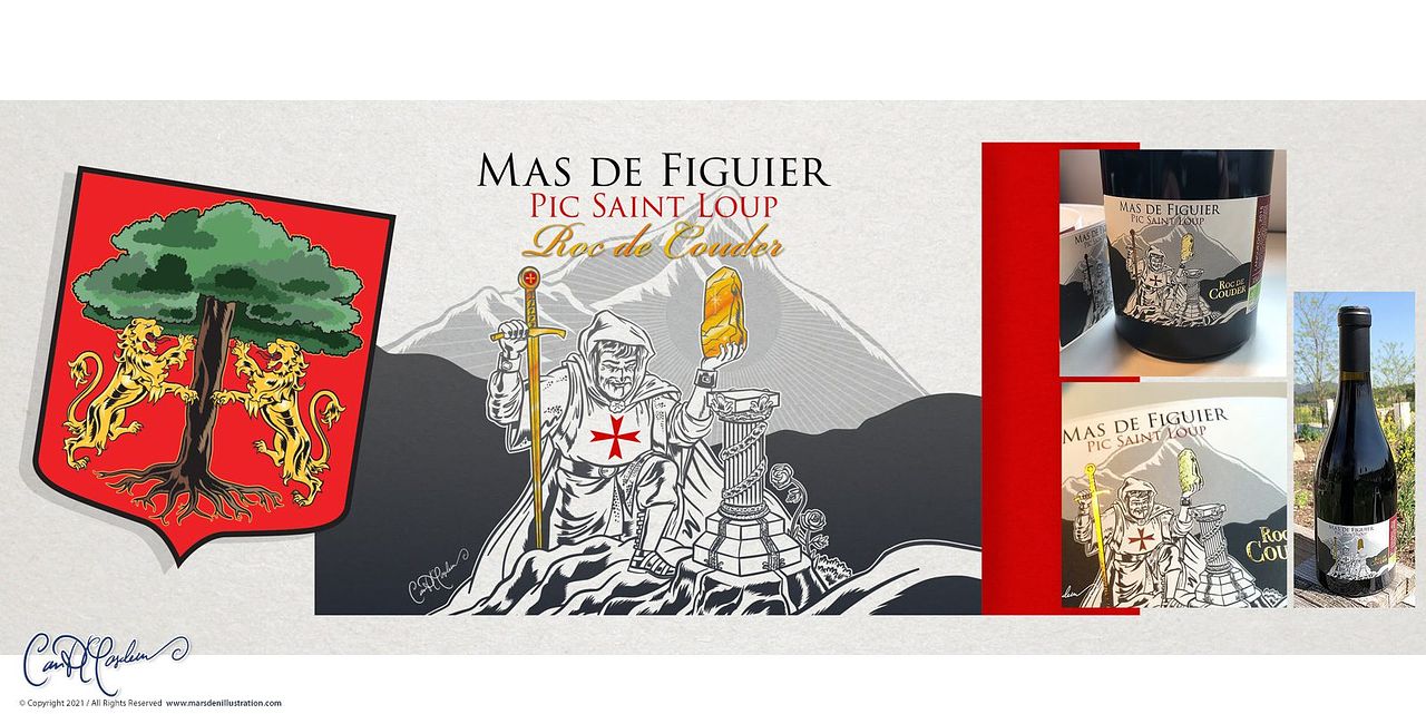 Étiquette de vin illustrée – Mas de Figuier (Pic S