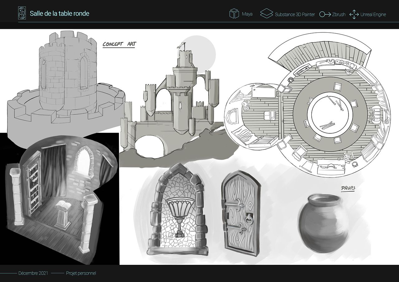 Concept Art 2D - Salle du Roi Arthur
