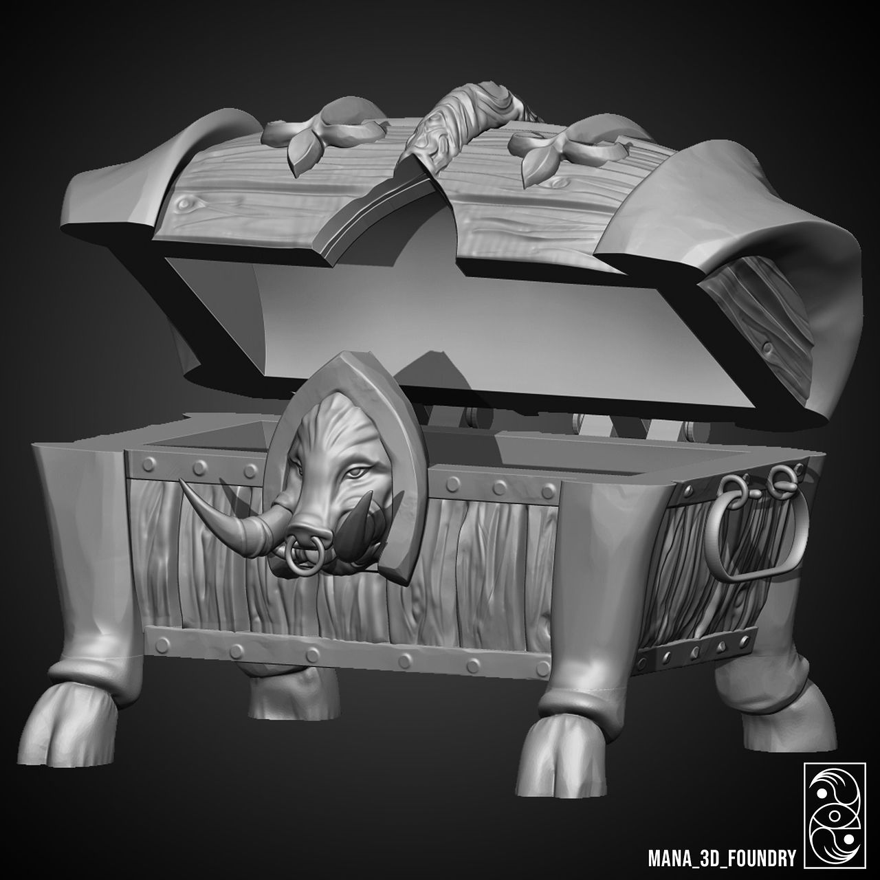 Coffre tête de sanglier – Modèle 3D fantasy