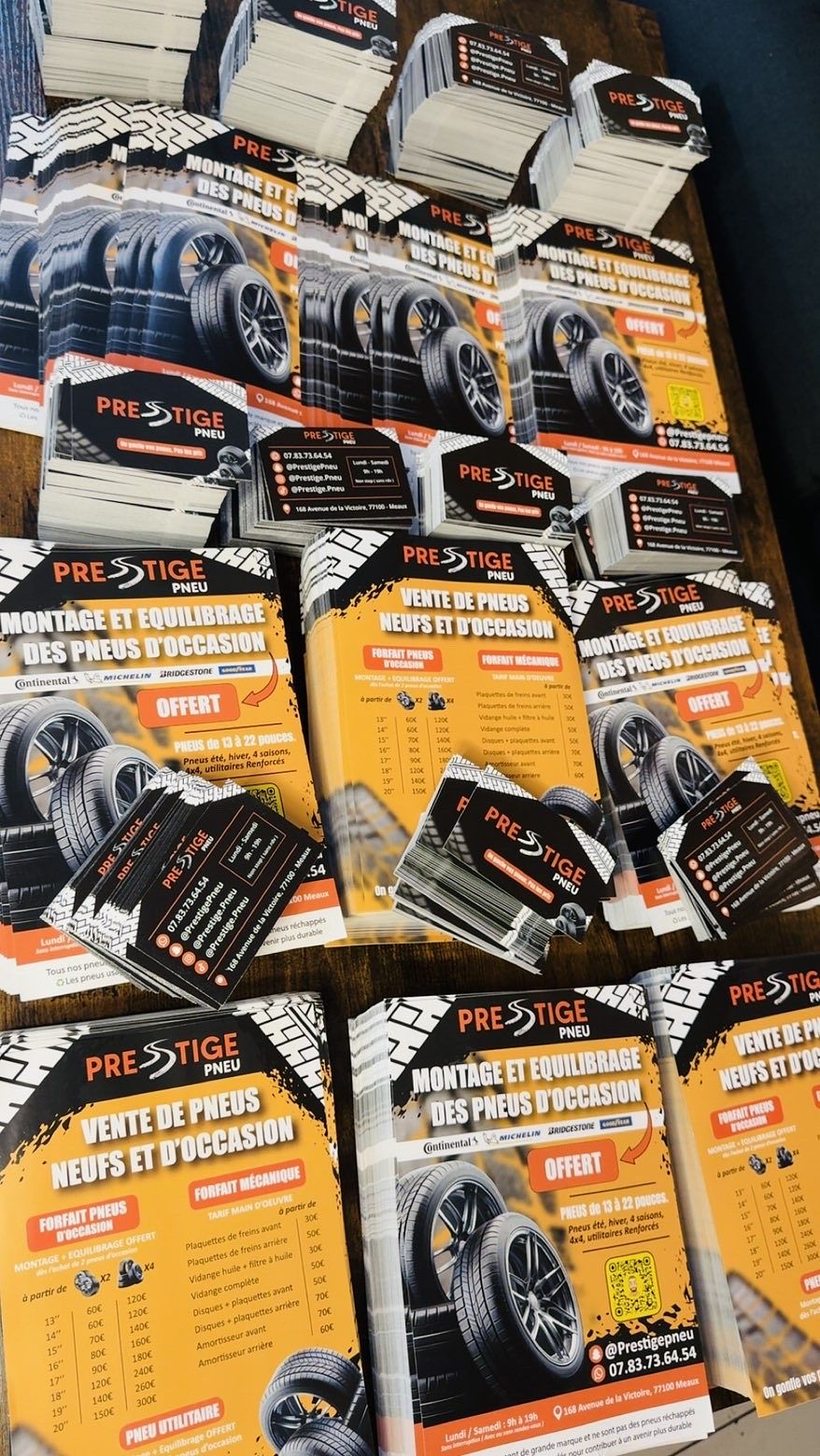Flyer + Cartes de visite - Prestige pneu