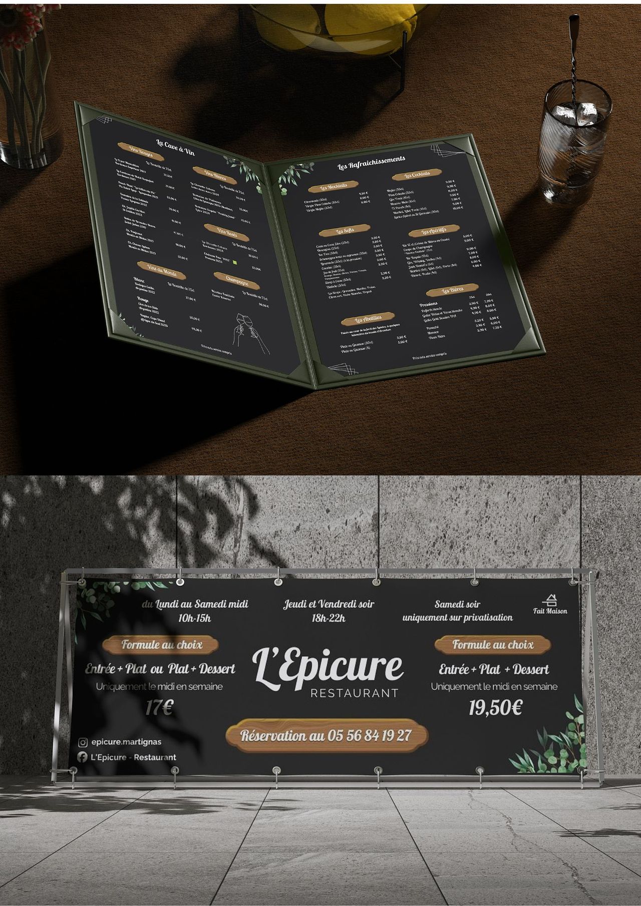 Carte et bache de restaurant