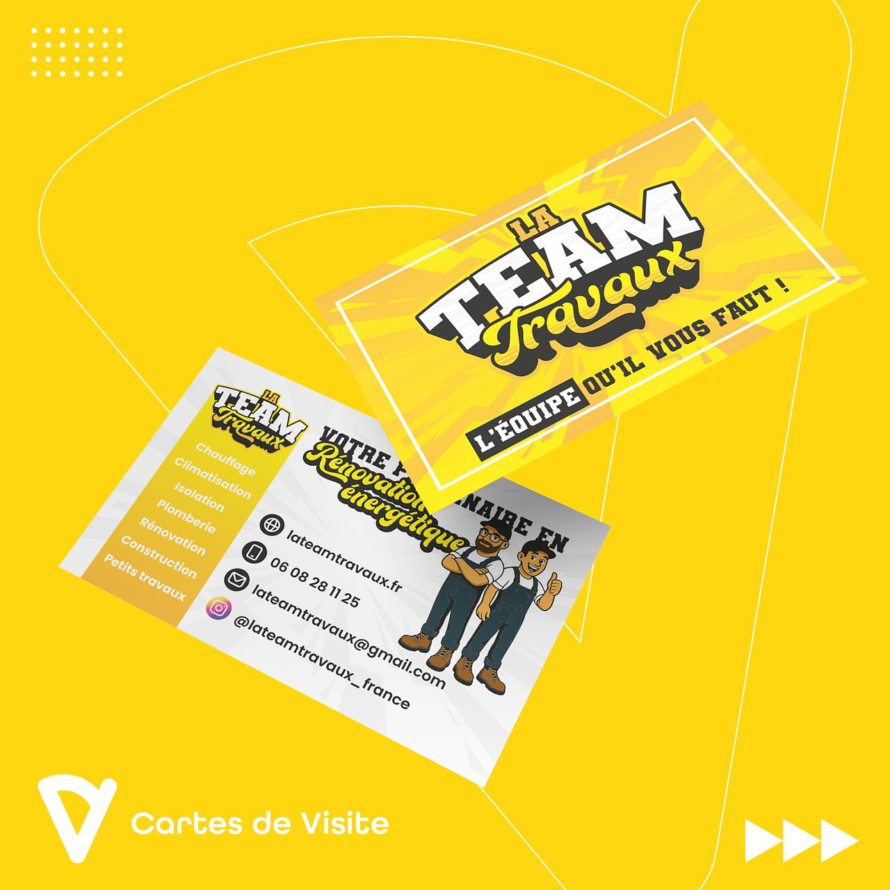 Cartes de Visite La Team Travaux 🚧