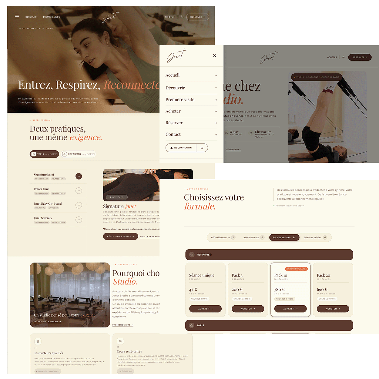 Design web d'un site pour un Studio de Pilates