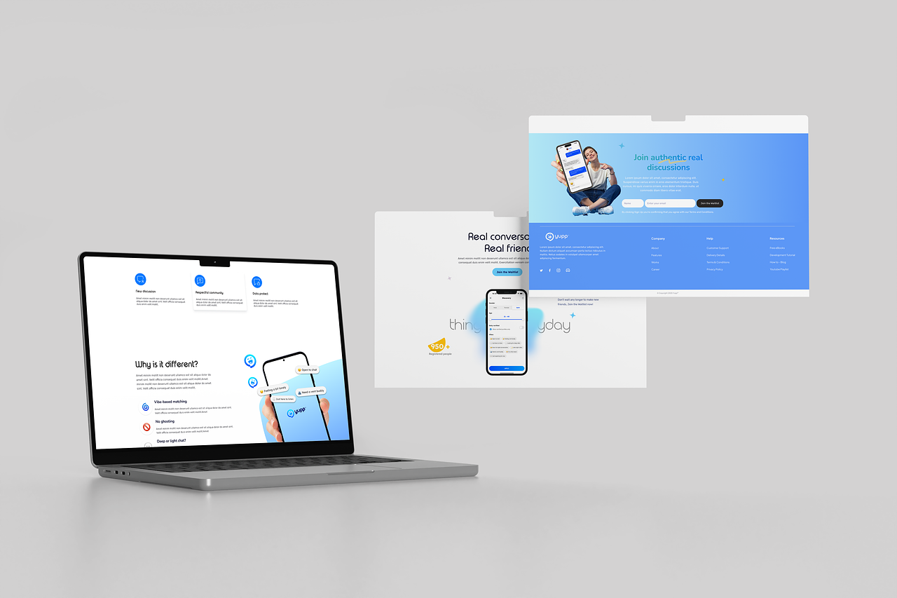 Web design landing page Application de chat amical