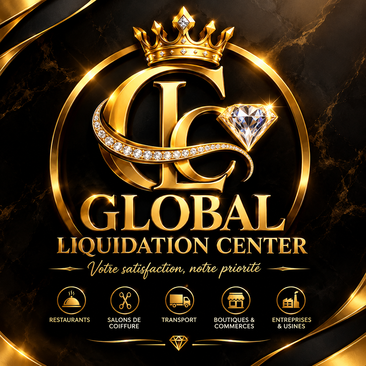 Logo de luxe Global Liquidation Center – Noir et