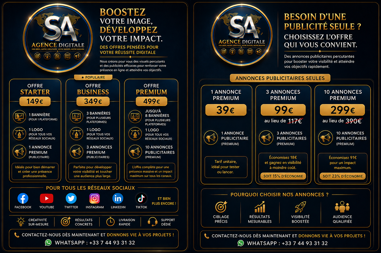 Création de Logos, Bannières et Publicités Premium