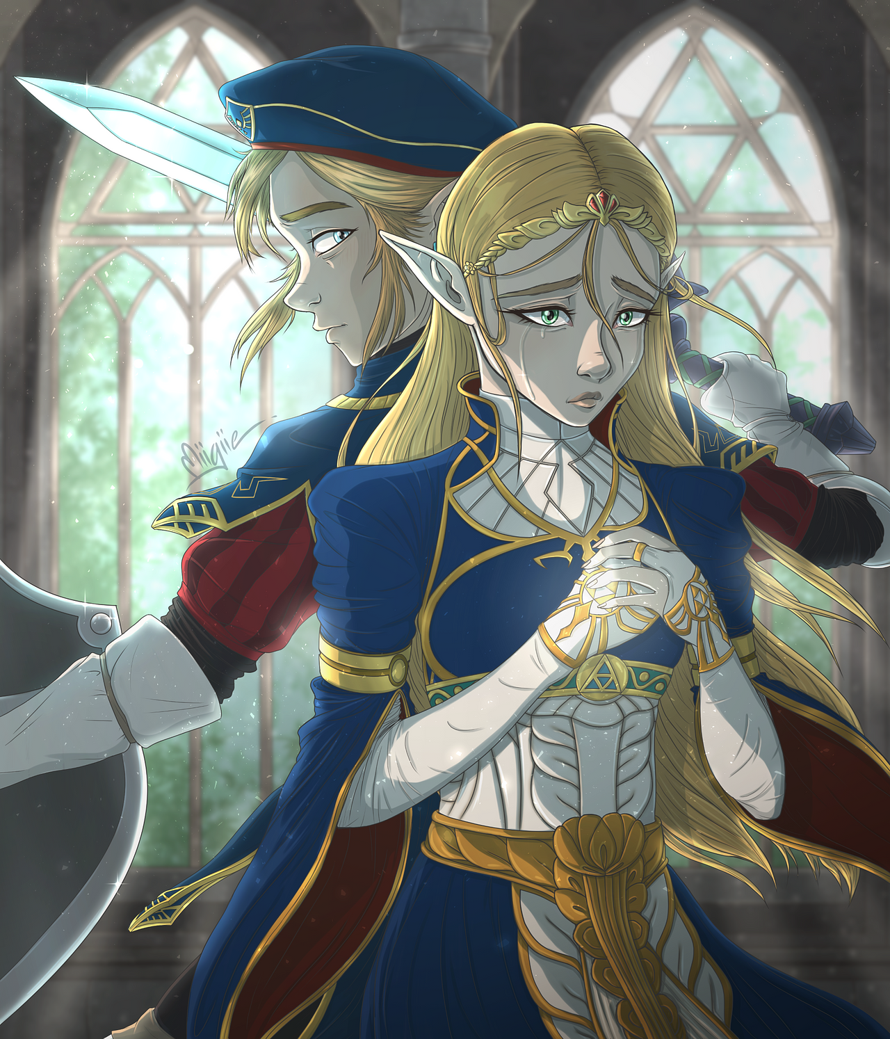 Link & Zelda -The Legend of Zelda- BoTW fanart