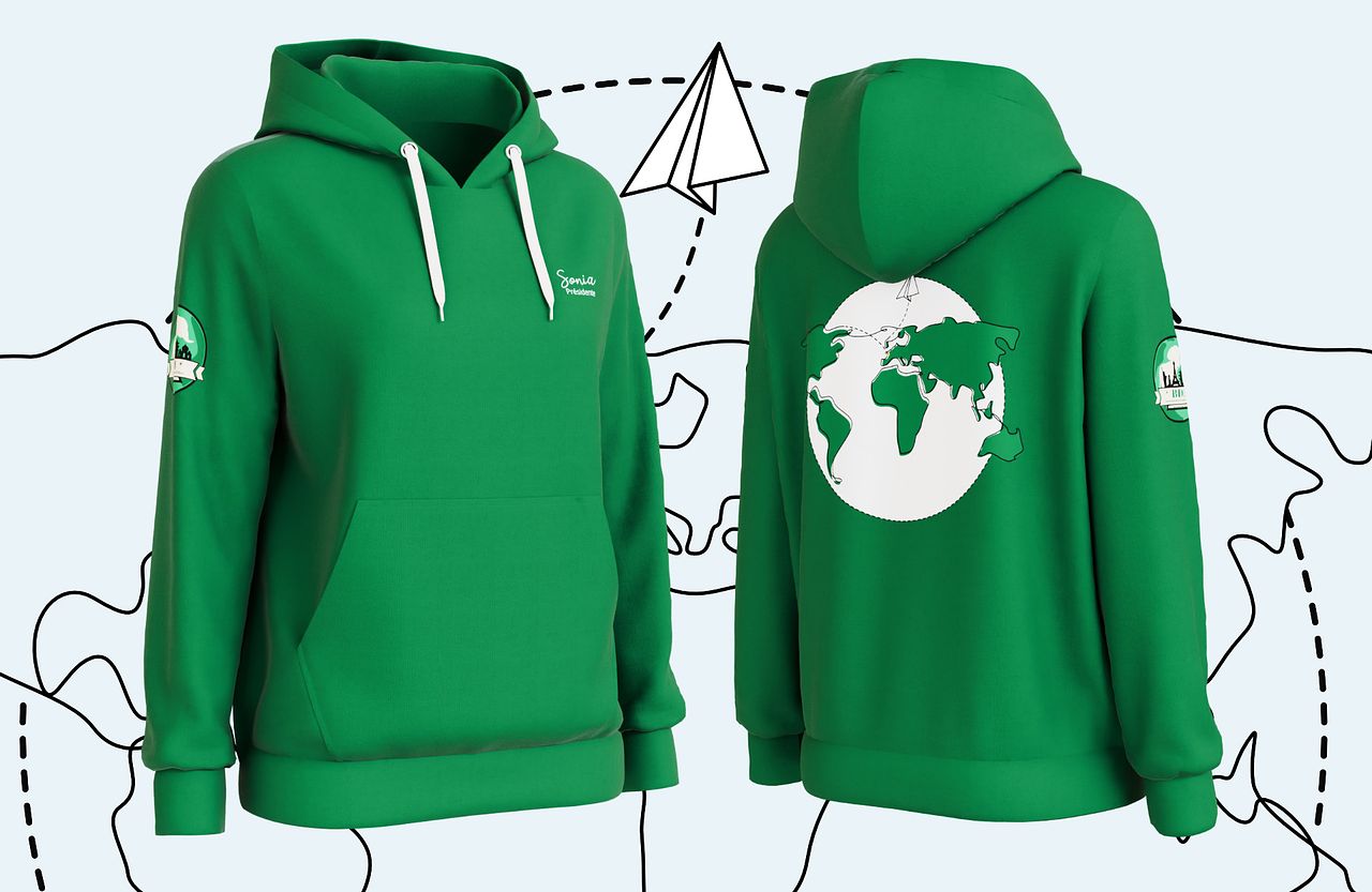 Design hoodie bureau étudiant