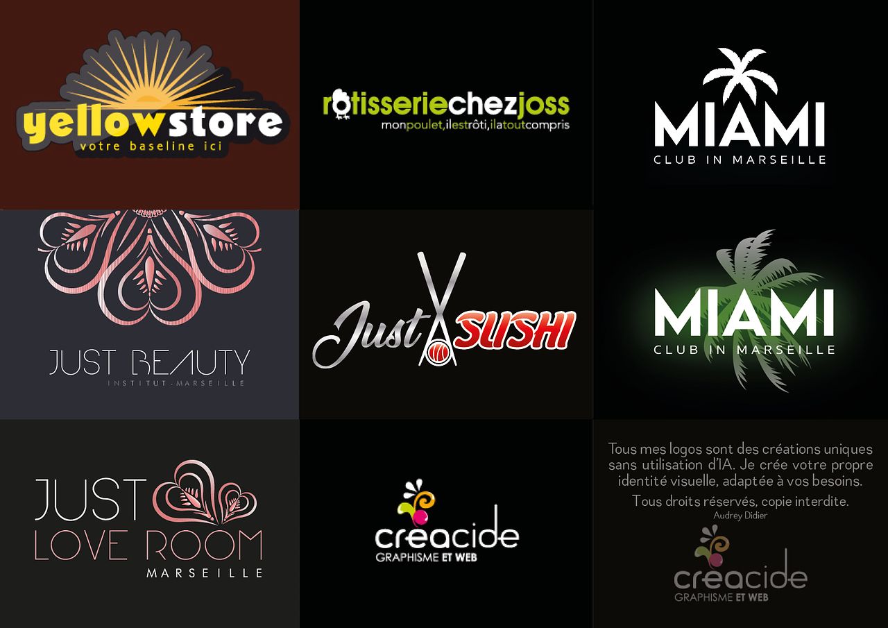 Planches de logo sur fond noir