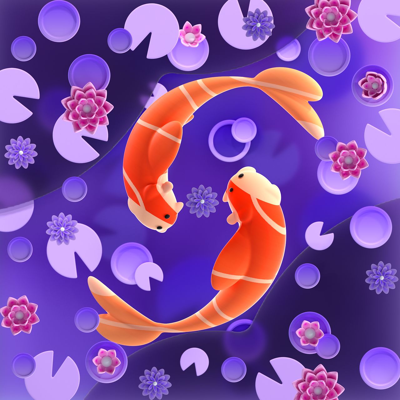 Koi swimming on water
