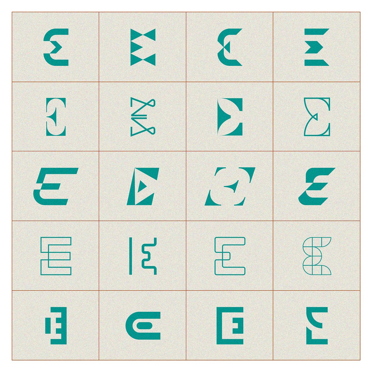 Recherches icônes - Lettre E