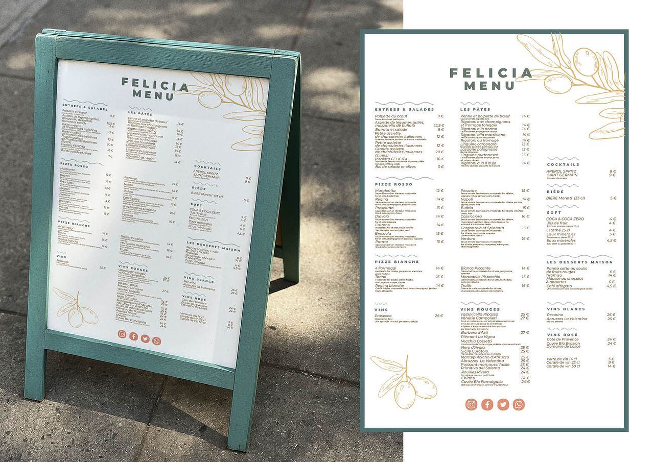 Création menu restaurant