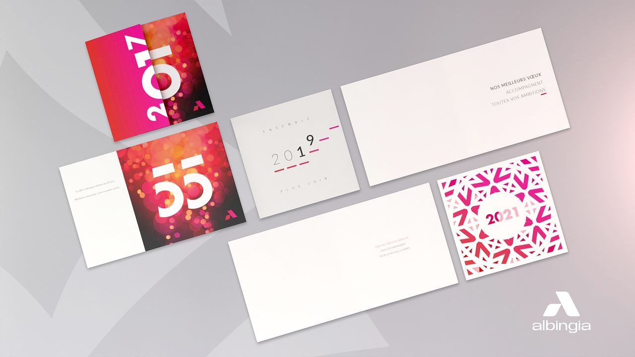 Carte de vœux Albingia 55 ans