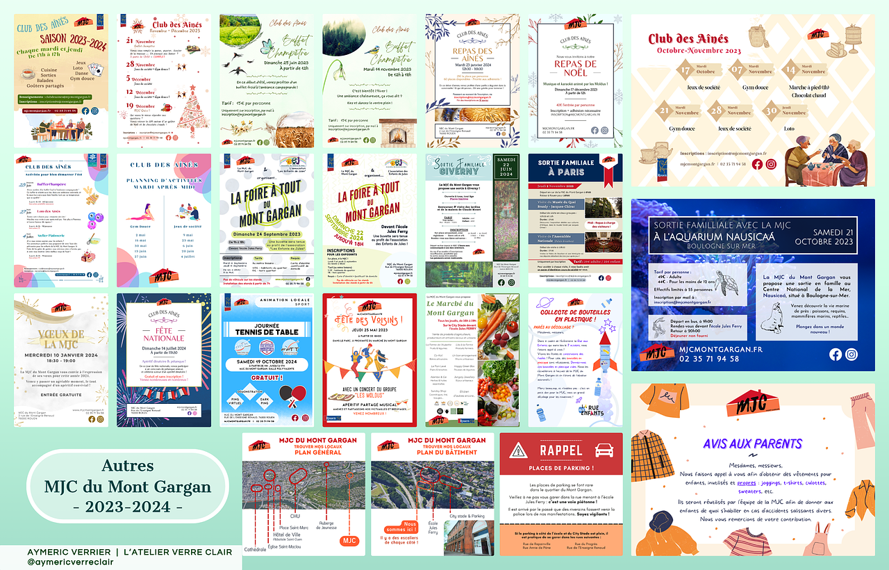 Affiches diverses pour MJC Mont-Gargan
