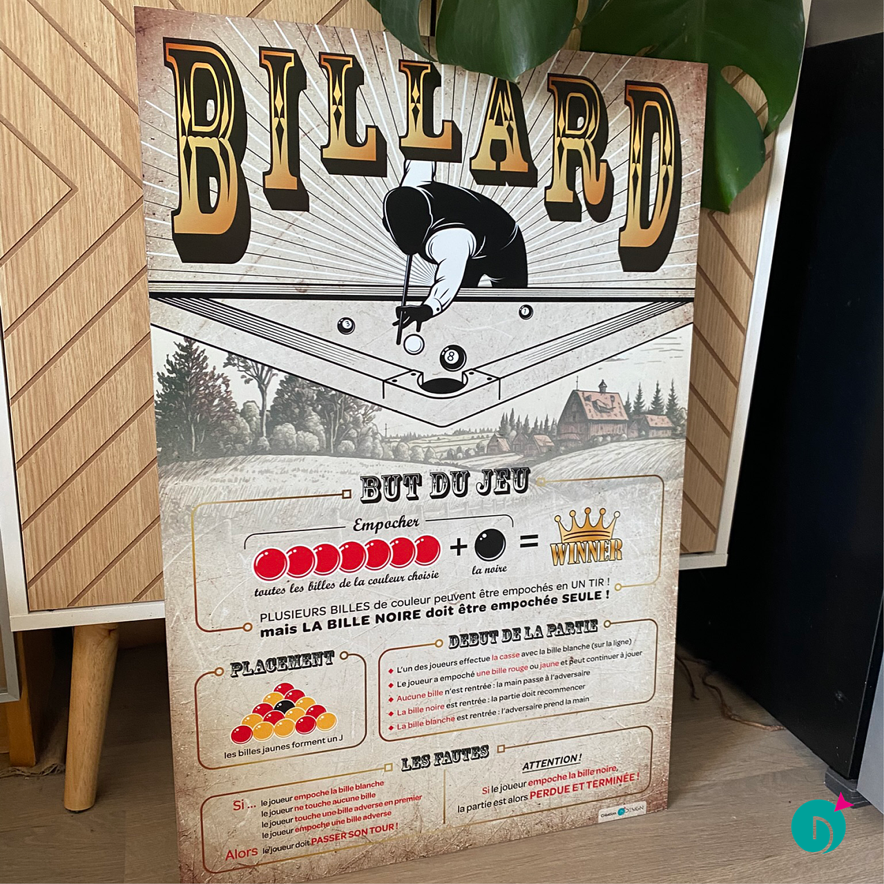 Panneau règles billard