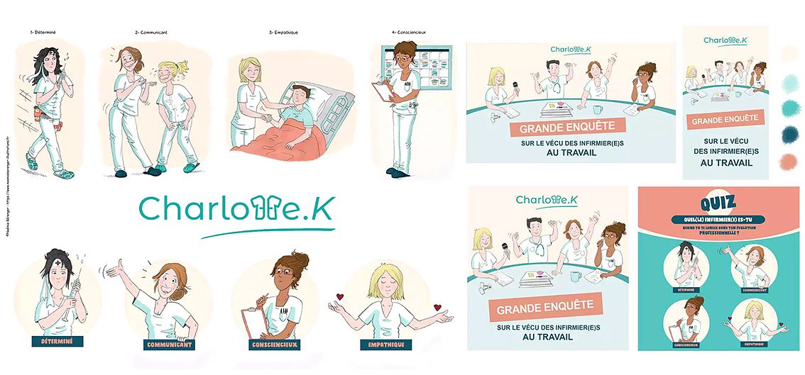 Illustrations d'infirmiers pour un quiz et sondage