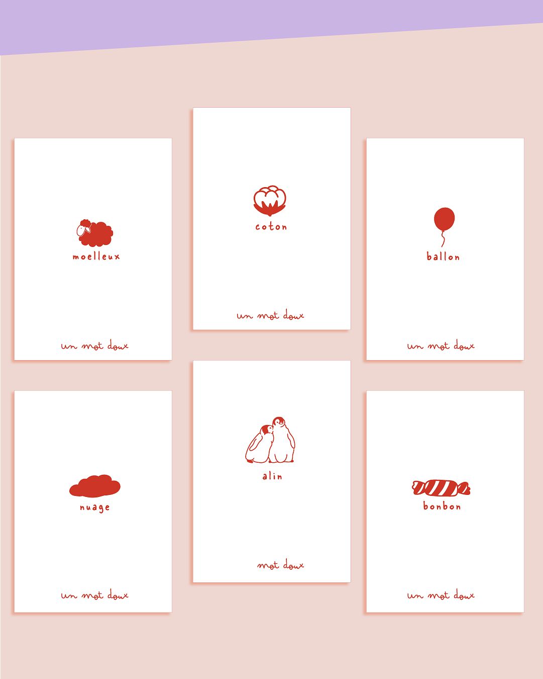 Ensemble de cartes de la collection "Un mots doux"