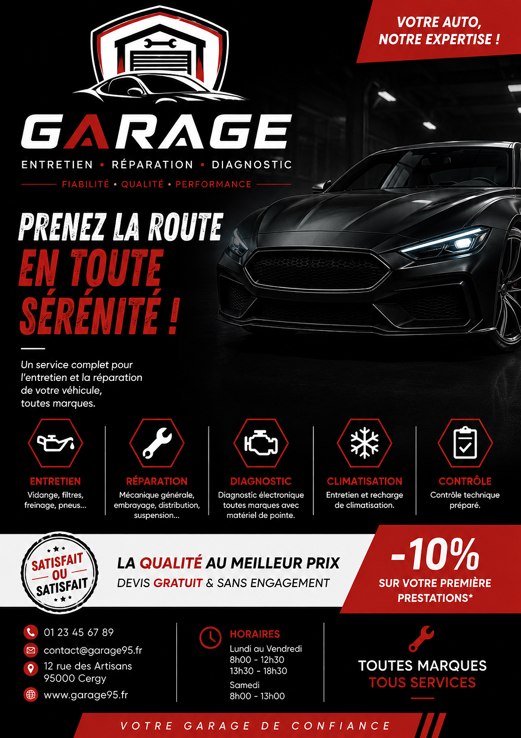 Affiche publicitaire – Garage automobile