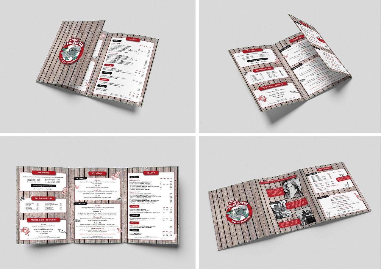 Carte de restaurant en bord de mer