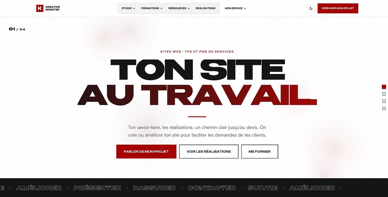 Kreative Monster — création du site du studio
