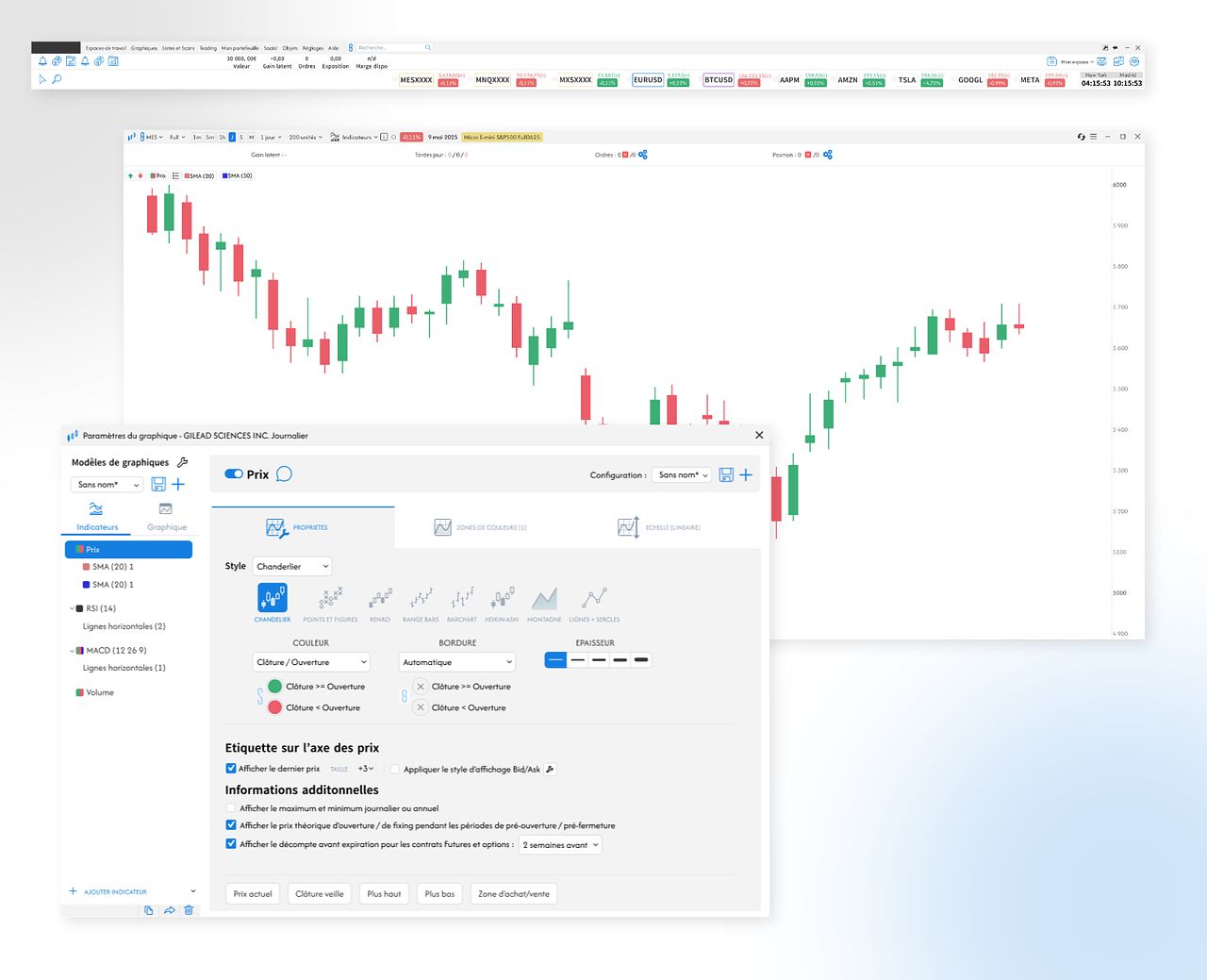 Création thèmes logiciel de trading