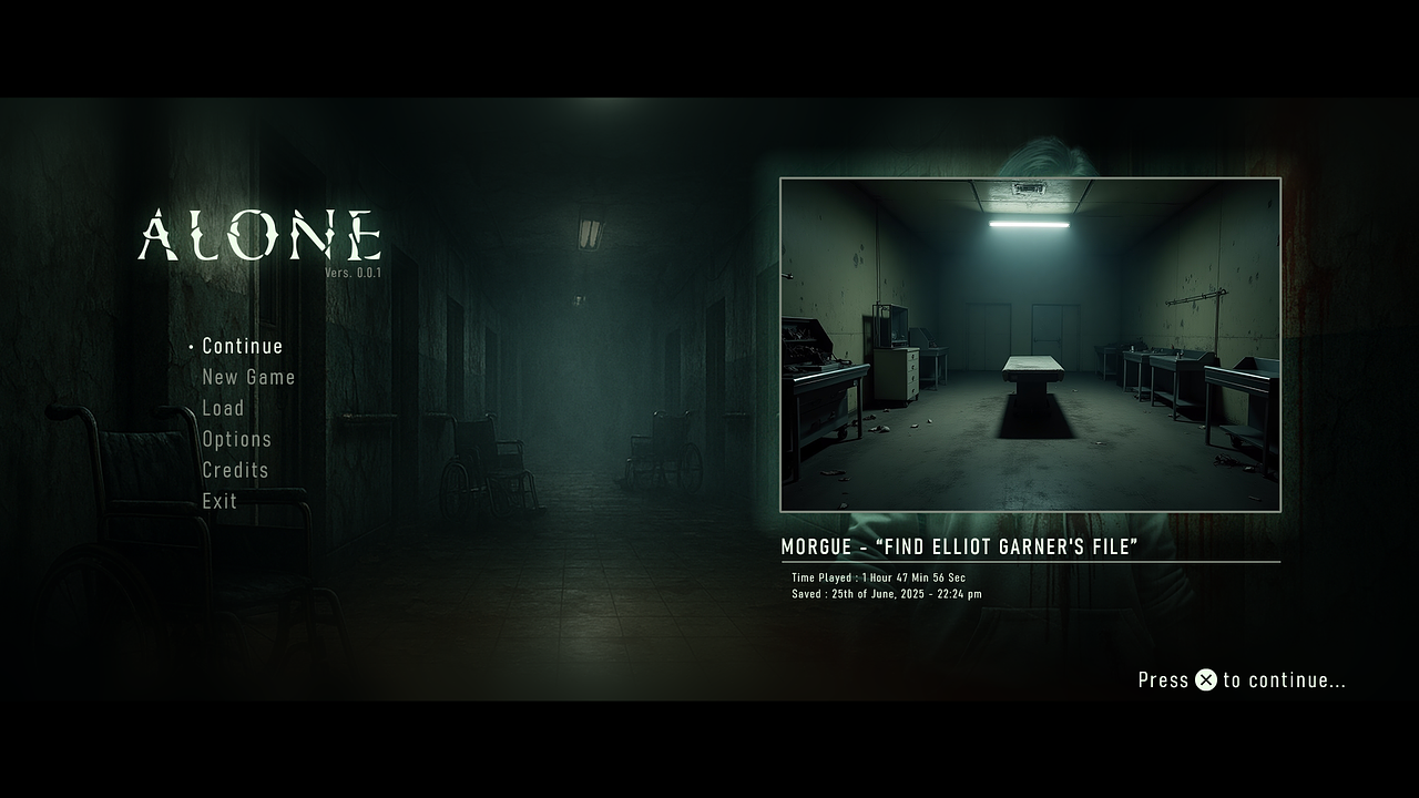 Loading menu - Horror Video Game Concept