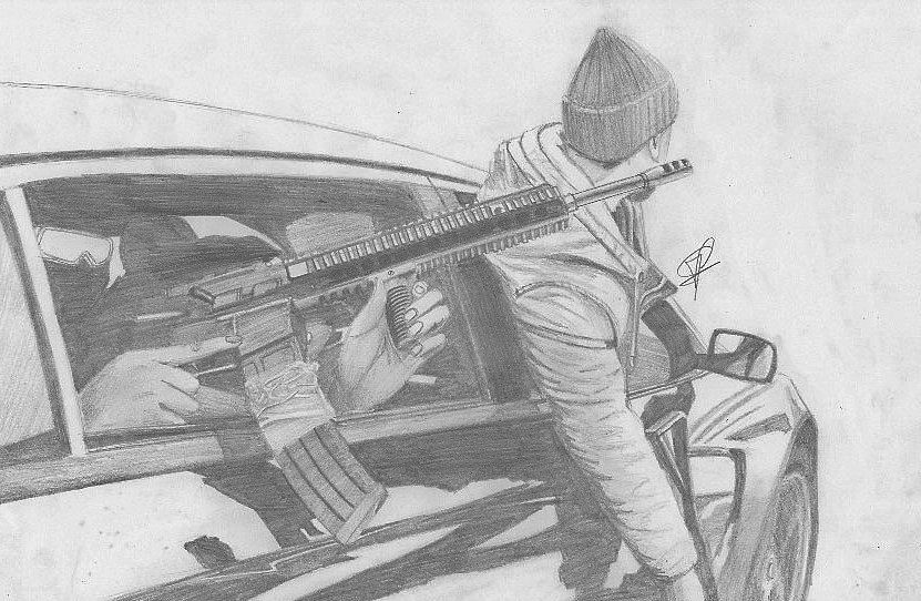 Dessin random d'un gang dans une BMW