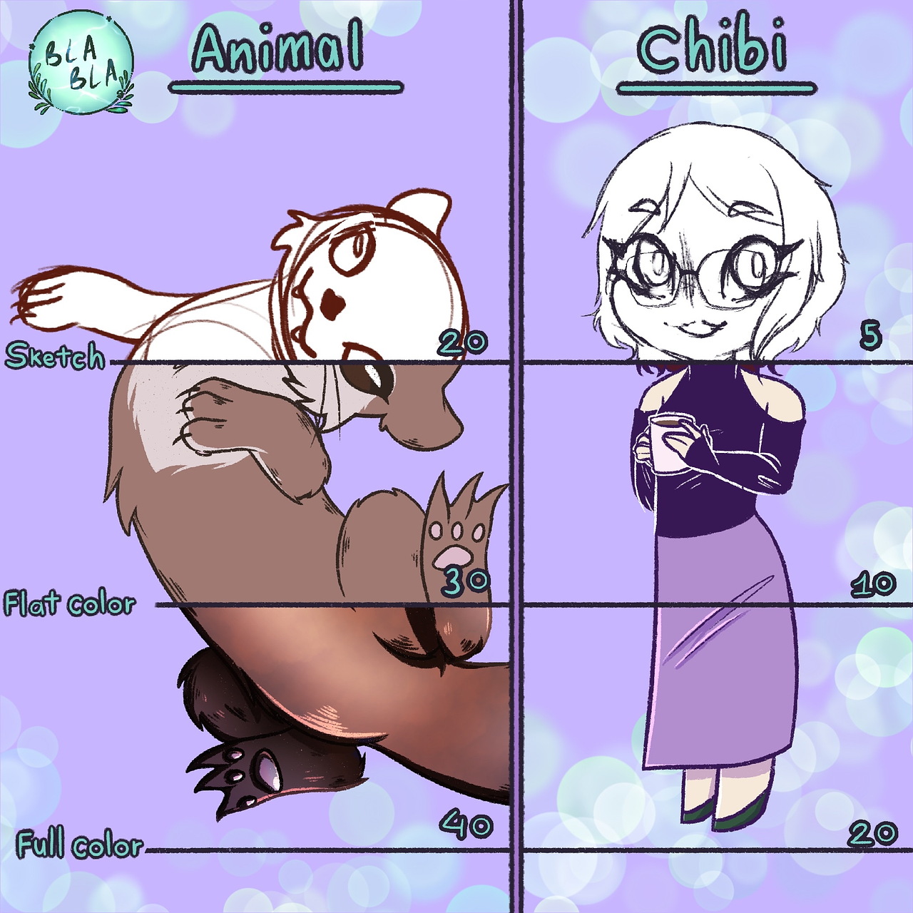Fihce de prix Animaux et Chibi