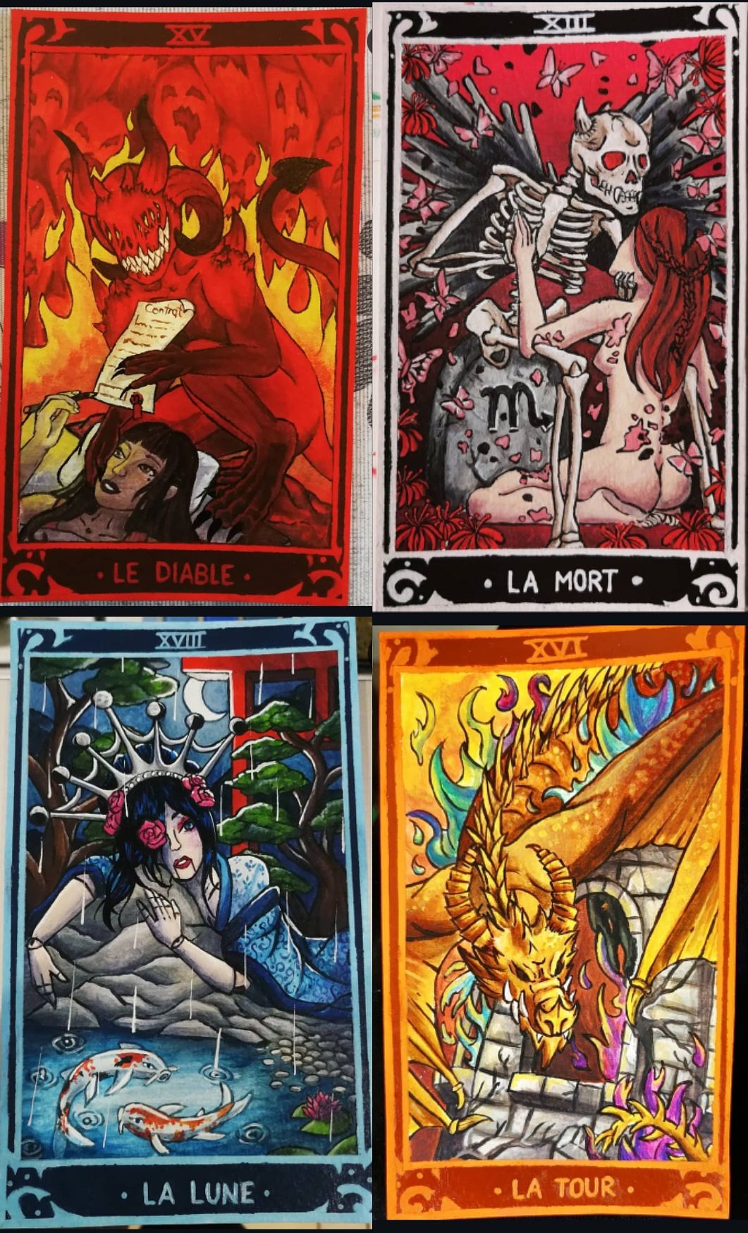 Carte de tarot peinte à la main