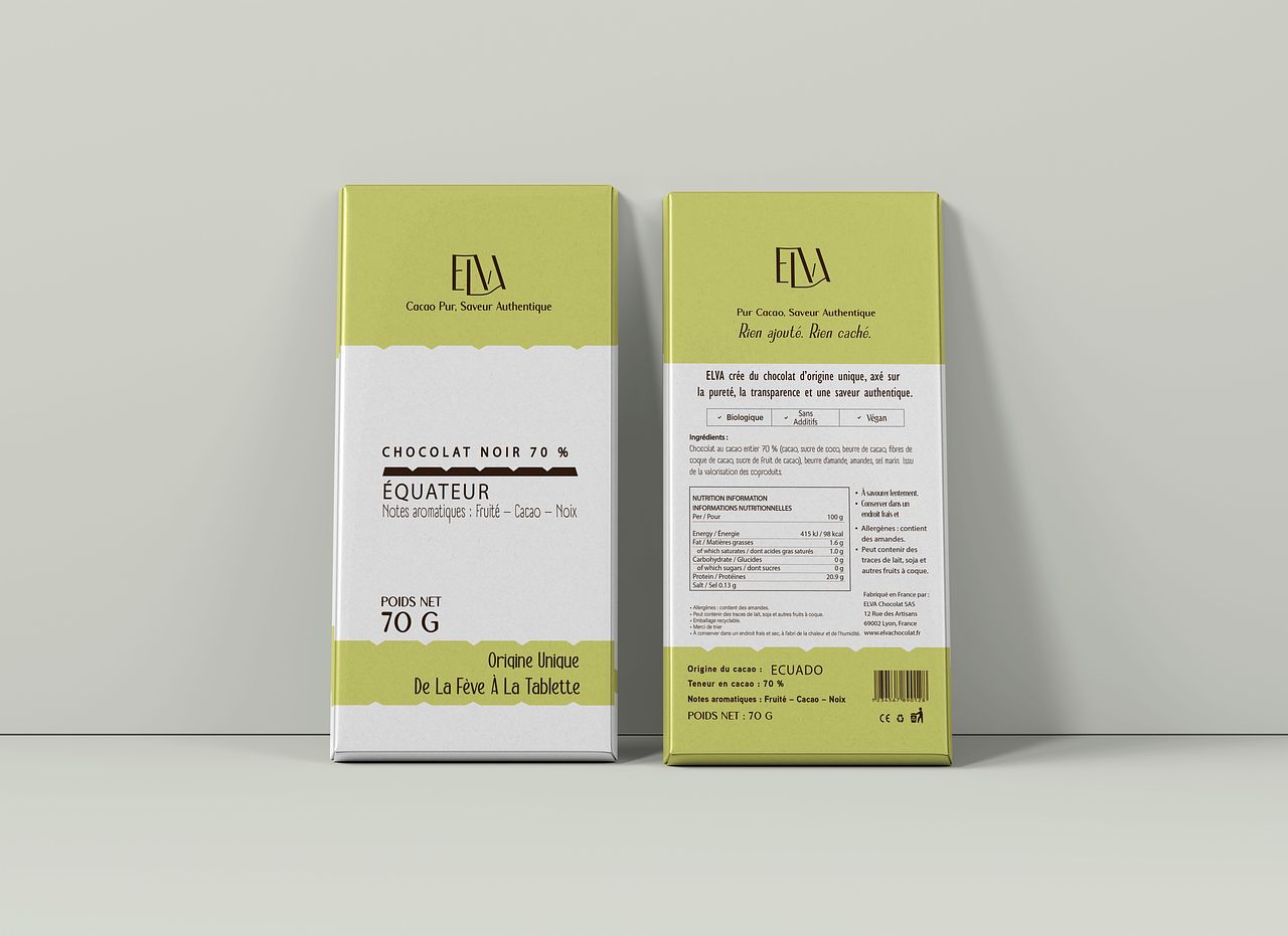 Packaging de chocolat noir d'origine unique