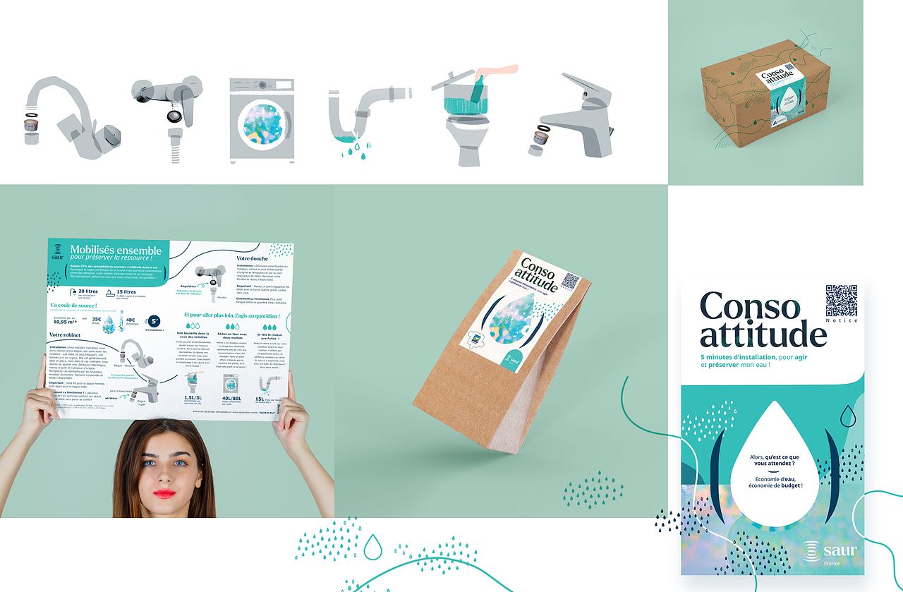 Packaging, brochure et identité - SAUR